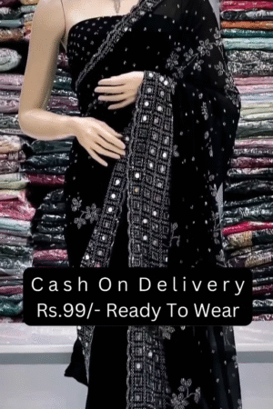 New Stylist Heavy Embroidered Party & Festive Wedding Wear Black Saree For Women