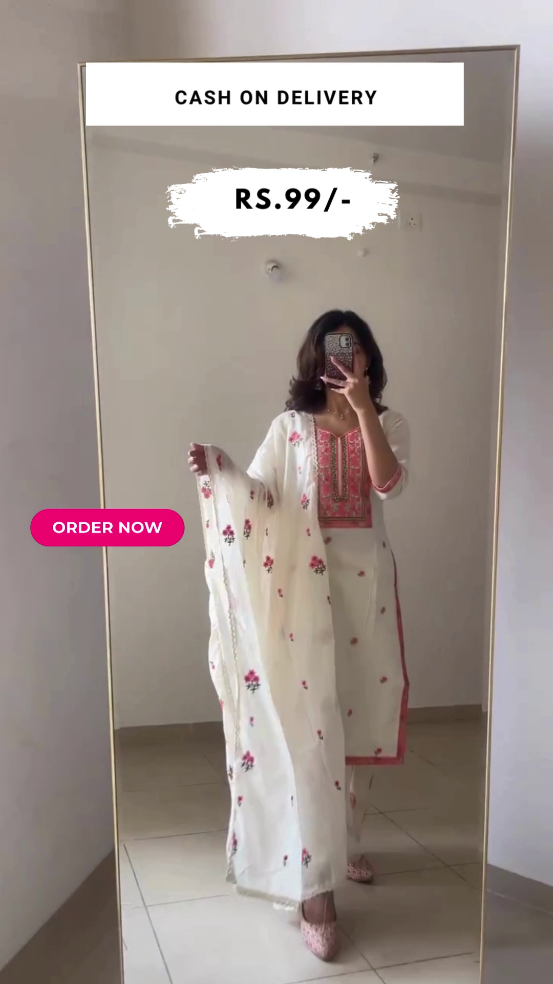 Off-White Yoke Design Cotton Straight Kurta With Palazzos & Dupatta