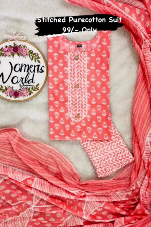 Round Neck Designer Salwar With Dupatta For Women