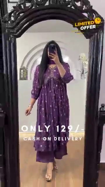 Designer Muslin Digital Print With Hand Work Alia Cut Top With Dupatta - Image 4