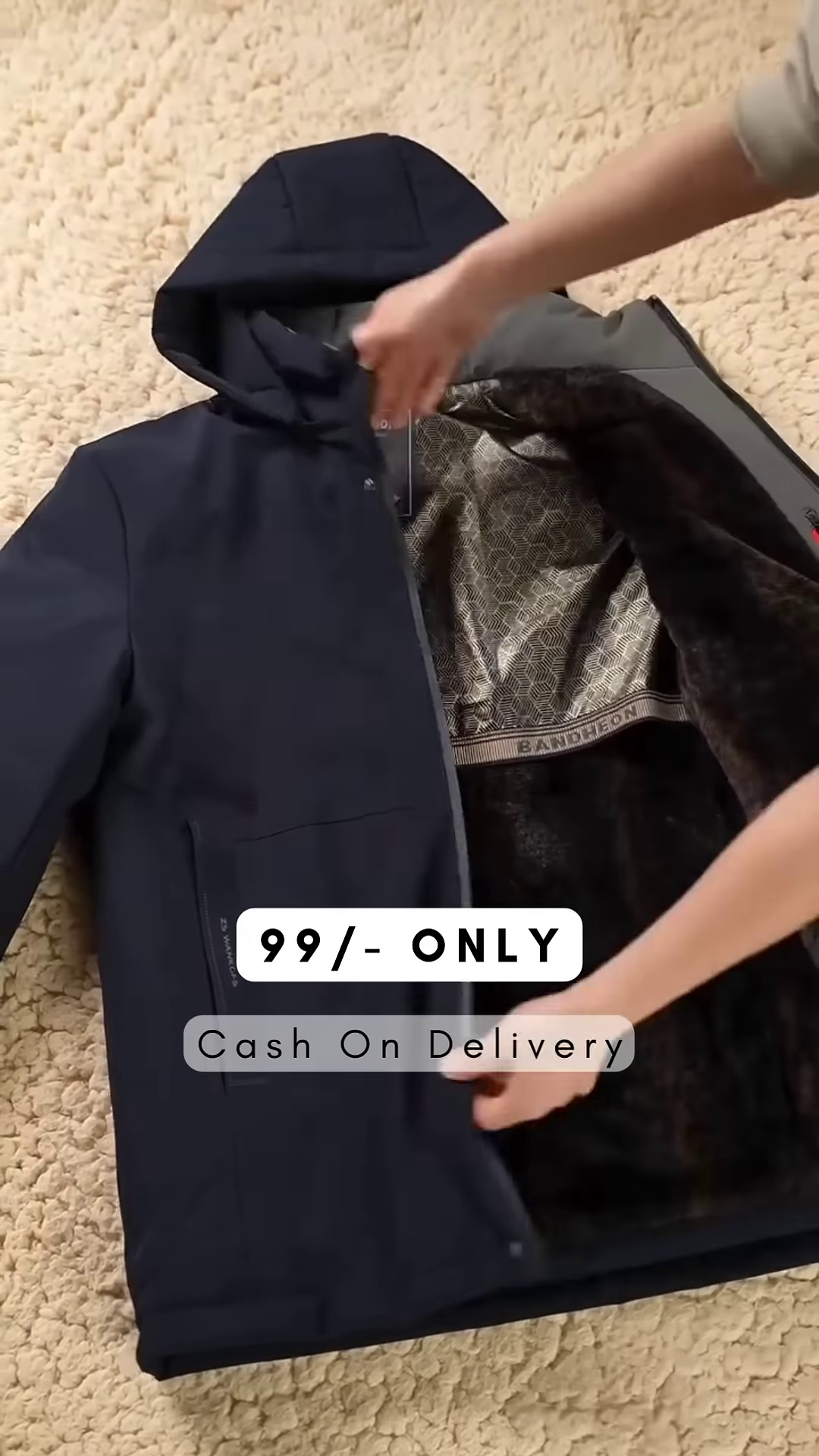 Men Active Solid Detachable hooded Padded Jacket - Image 3