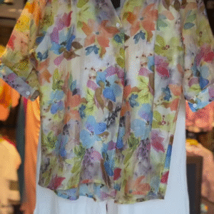 Breezy Pastel Floral Co-Ord Set with White Cotton Shorts – Summer Bloom Vibes
