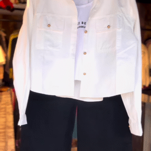 Classic Monochrome Co-Ord Set with White Utility Jacket & Black Culottes