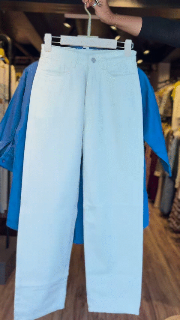 "Statement Rhinestone Angel Wings Shirt – Denim Blue" - Image 2