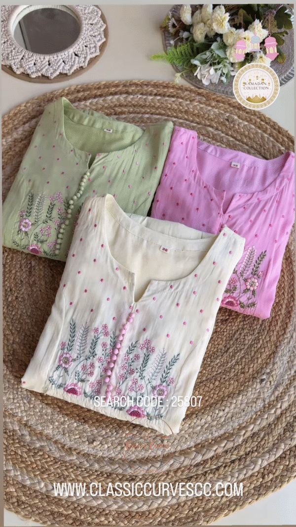 Bloom Embroidered Kurta – Ramadan Special Pastel Edit