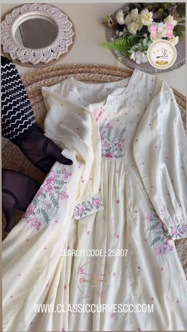 Bloom Embroidered Kurta – Ramadan Special Pastel Edit - Image 3