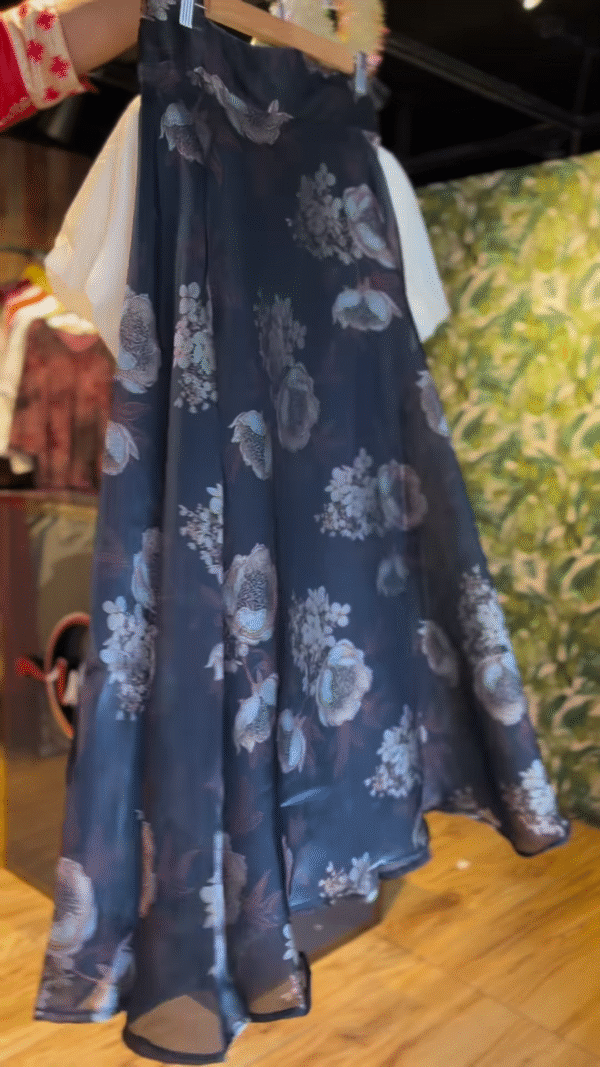 Vintage Bloom – Embroidered Top & Floral Skirt Set - Image 2