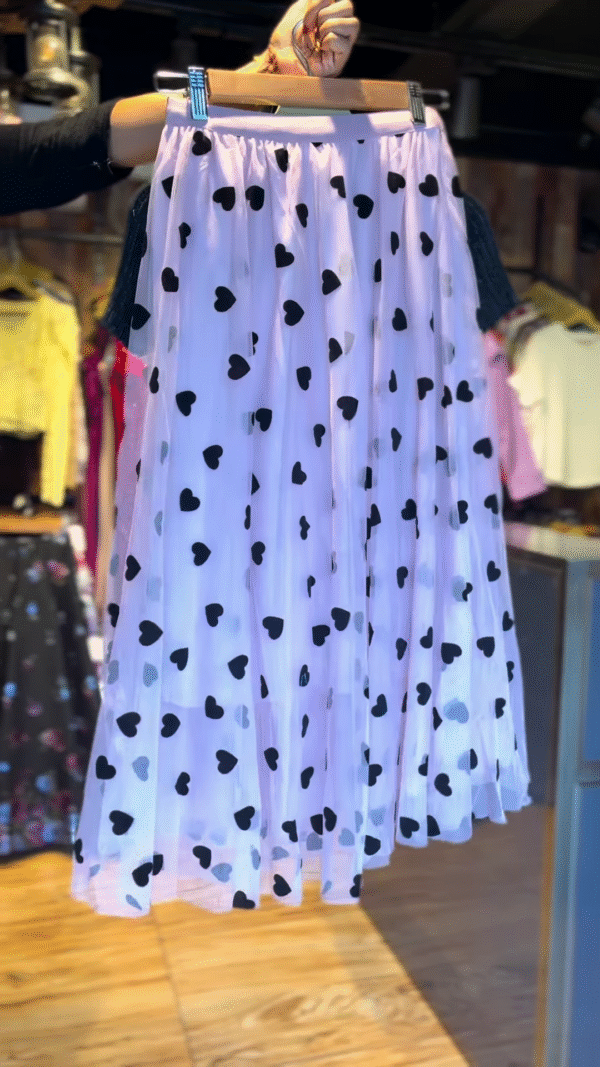 Sparkling Black Knit Top & Heart Print Skirt – Chic Party Co-ord Set - Image 2