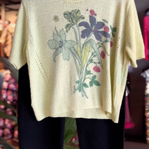 Flora & Comfort – Lemon Knit Tee with Black Pants Set