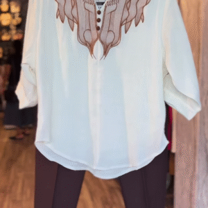 Earth & Edge – Ivory Embroidered Shirt with Coffee Brown Pants Set