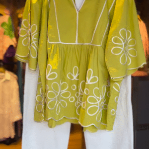 Lime Bloom – Playful Peplum Cotton Set