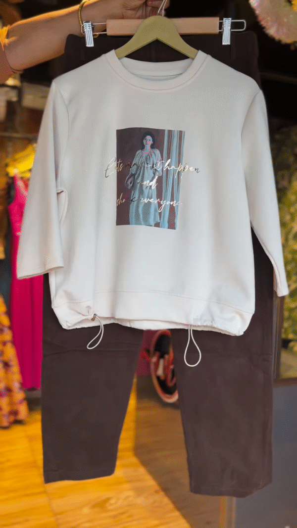 Urban Muse – Slogan Sweatshirt & Corduroy Pants Set