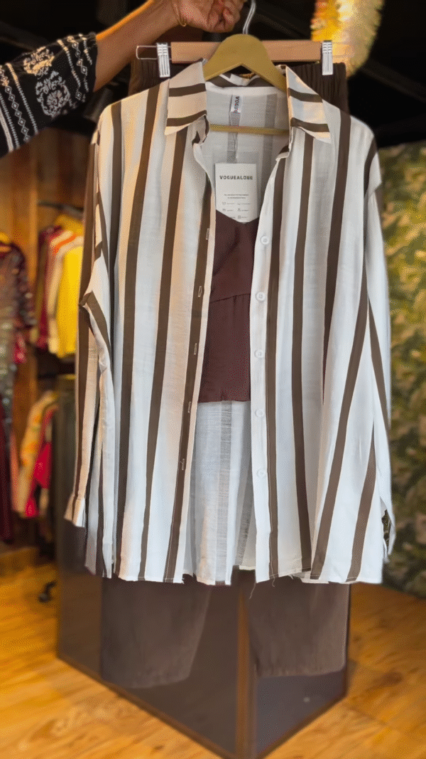 Mocha Mirage – Striped Coord Shirt Set