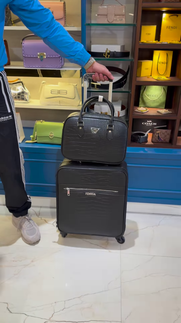 Stylish and Colorful Vertical Striped Luggage Set with Matching Handbag - Image 2