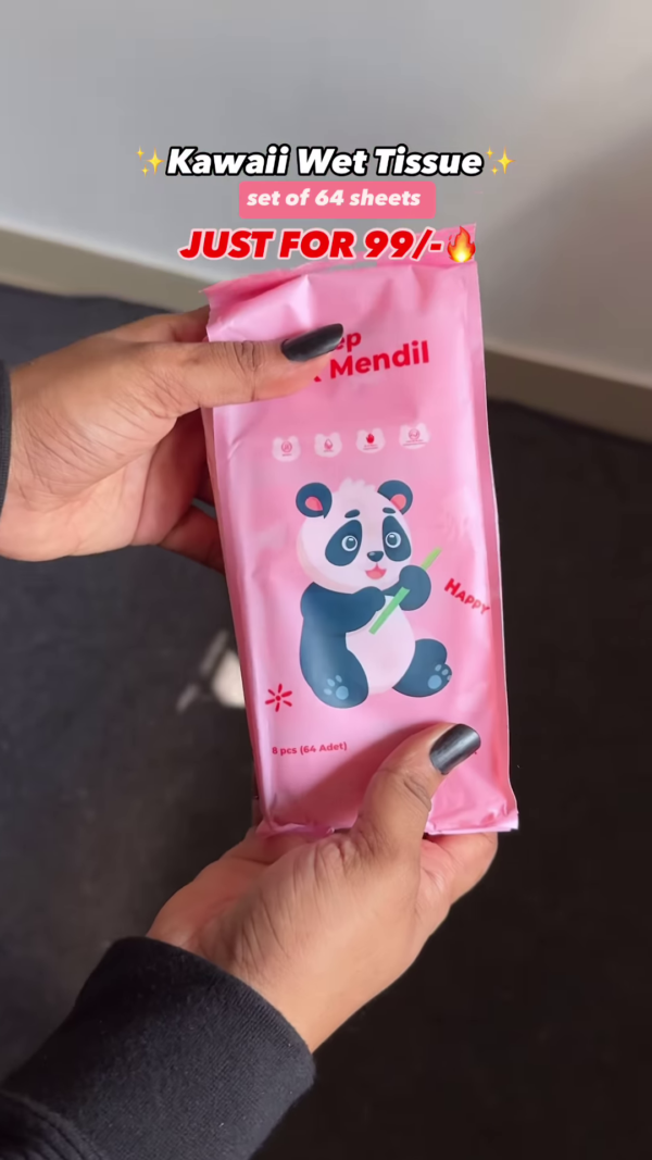 Kawaii Mini Portable Wet Wipes - Set of 64 Sheets for ₹99 - Image 3