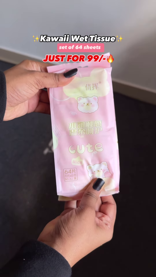 Kawaii Mini Portable Wet Wipes - Set of 64 Sheets for ₹99 - Image 4
