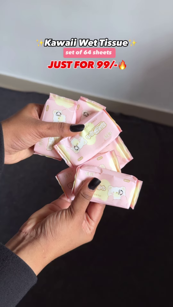 Kawaii Mini Portable Wet Wipes - Set of 64 Sheets for ₹99 - Image 5
