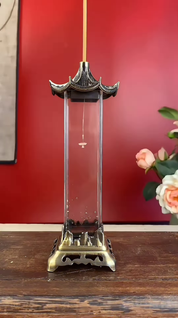 Tranquil Smoke Waterfall Incense Burner with Pagoda Design - Image 3