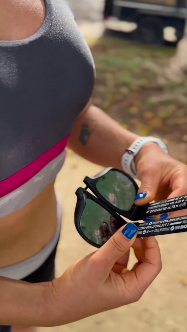 Foldable Sports Sunglasses with Mirrored Red Lenses and Secure Wrist Strap - Image 4