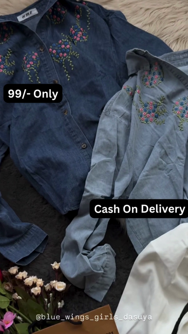 Charming White Embroidered Button-Down Shirt with Floral Motifs - Image 2
