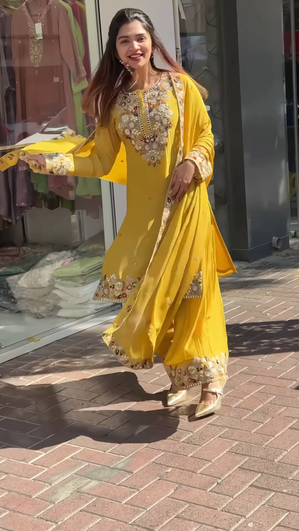 Elegant Embroidered Gharara Suit Set with Matching Dupatta - Image 6