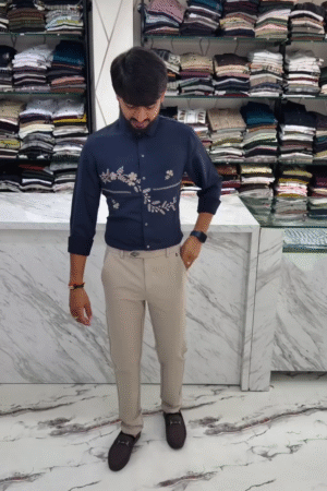 Midnight Bloom Embroidered Shirt 🌌🌺 | Luxe Garden Edition