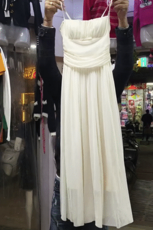 Ethereal White Sleeveless Dress 👗 with Gathered Bodice ✨ + Flowing Skirt 🌸