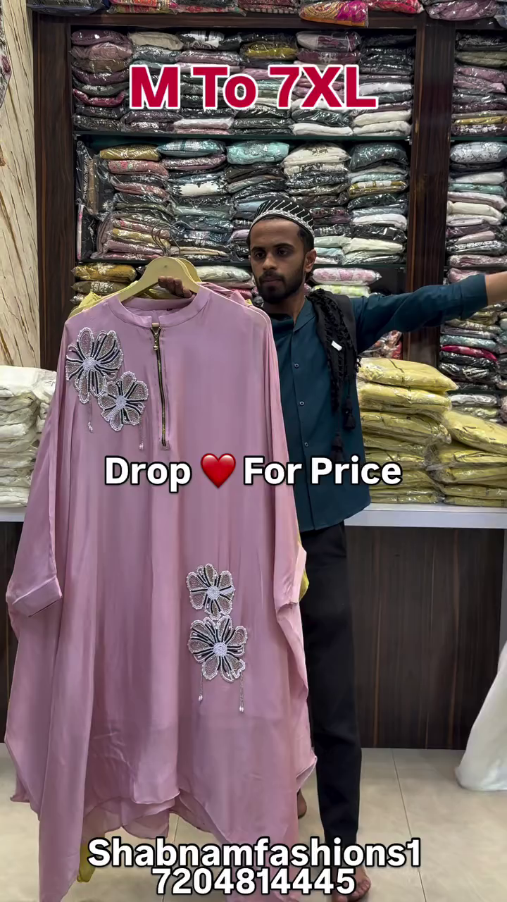 Elegant Ivory Modest Kaftan Style Flowing Abaya with Zippered Neckline & Large Floral Thread Embroidery โ Loose Comfort Fit Occasion Wear ๐ค๐ผโจ - Image 2