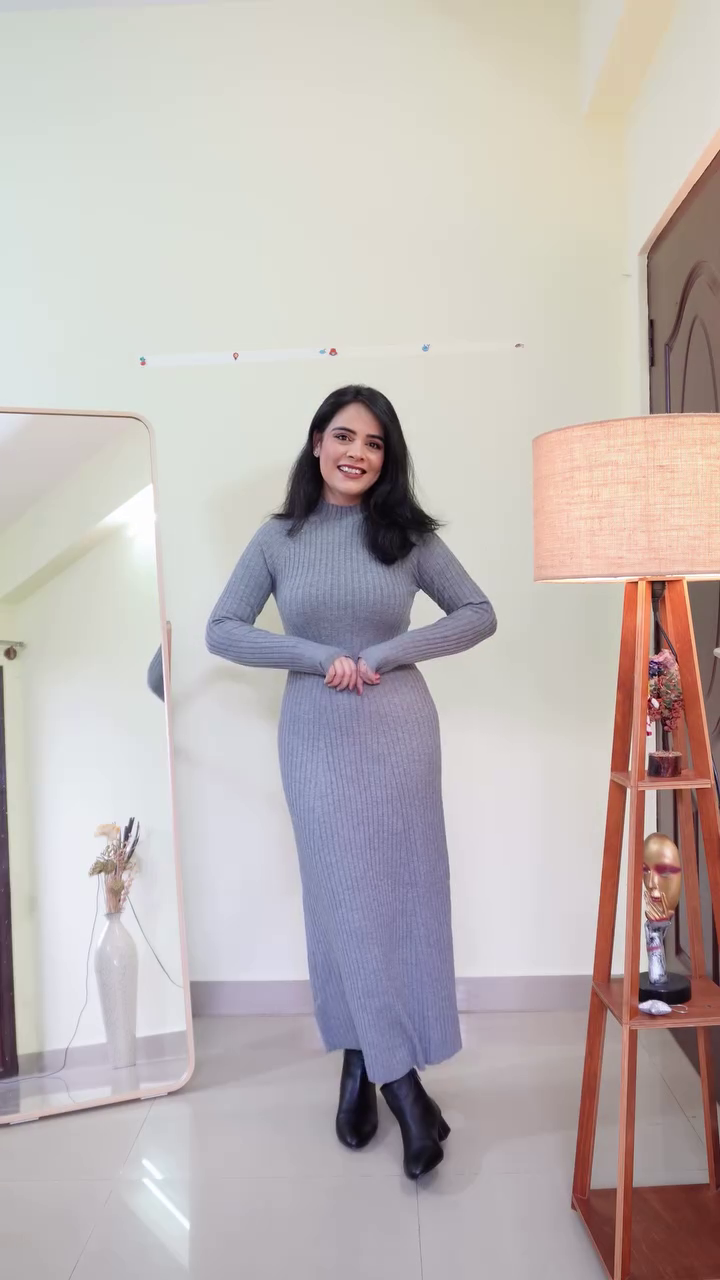 Minimalist Grey Full-Length Ribbed Bodycon Knit Maxi Dress β Winter Casual & Evening Statement Outfit π€π©Ά