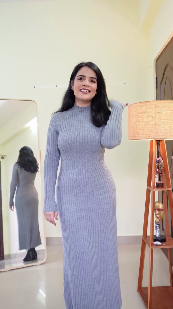 Minimalist Grey Full-Length Ribbed Bodycon Knit Maxi Dress β Winter Casual & Evening Statement Outfit π€π©Ά - Image 2