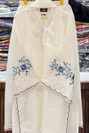 Ivory Grace Embroidered Lawn Suit with Floral Dupatta