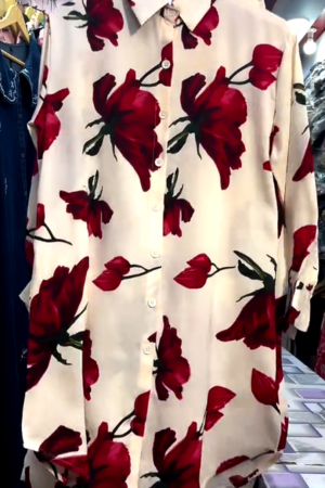 Vintage Floral Black Button-Down Shirt